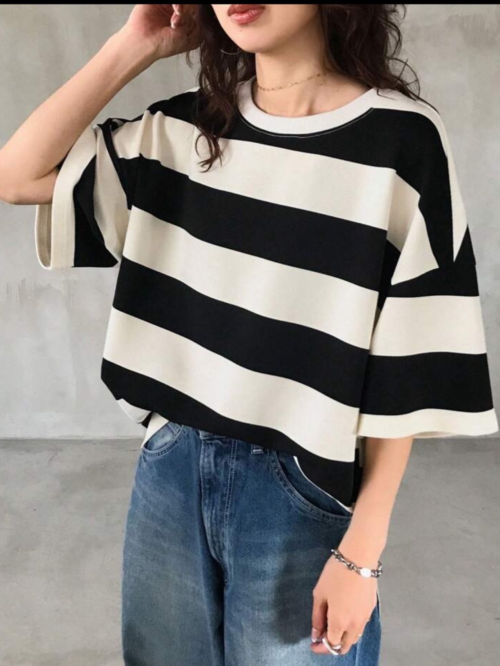 Black and white striped top